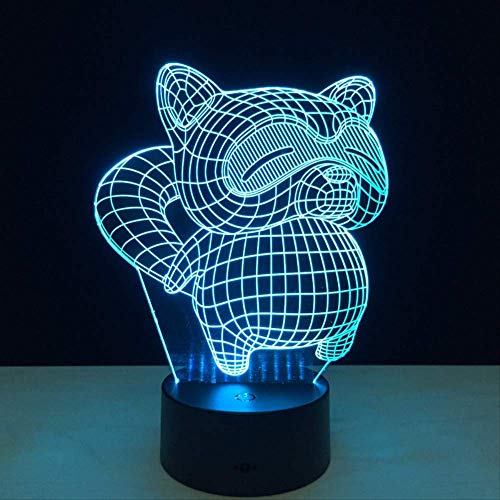 Lámpara de ilusión de gato 3D Lámpara de noche colorida Luz de noche Lampen Acrílico USB LED Lámpara de bulbo Lampe