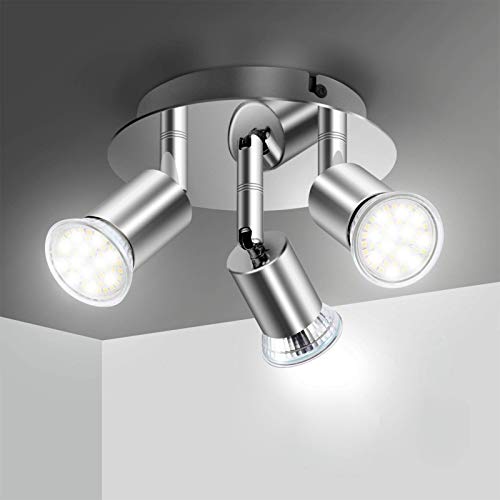 Lámpara de Techo LED Focos, Elfeland Plafón con Focos GU10 3 Luces para Ángulo Ajustable y Giratorio para Interior 110V-220V Focos de Techo Orientables para Dormitorio Cocina Baño(Sin bombillas) Lámpara de Techo LED Focos, Elfeland Plafón con Focos GU10 3 Luces para Ángulo Ajustable y Giratorio para Interior 110V-220V Focos de Techo Orientables para Dormitorio Cocina Baño(Sin bombillas)