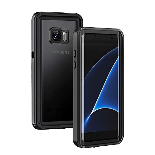 Lanhiem Funda Impermeable Samsung Galaxy S7 Edge,Carcasa Resistente Al Agua IP68 Certificado [Protección de 360 Grados],Carcasa para Galaxy S7 Edge con Protector de Pantalla Incorporado,Negro