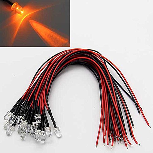 LAOMAO 1 paquete (20 bombillas) 5mm 12V DC naranja LED precableado redonda bombilla lámpara para DIY coche barco juguetes partes LAOMAO 1 paquete (20 bombillas) 5mm 12V DC naranja LED precableado redonda bombilla lámpara para DIY coche barco juguetes partes