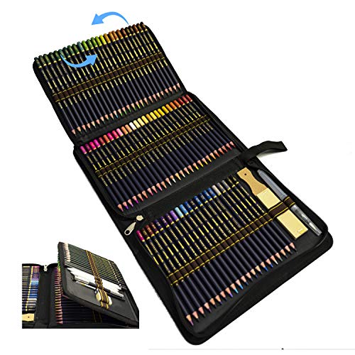 Lapices Acuarelables,Lapices Colores,Lápices de Dibujo y Bosquejo Material de dibujo con Caja de Cremallera Portátil,96 Pcs Dibujo Artístico Profesional lápices Set Ideal para la pintura creativa