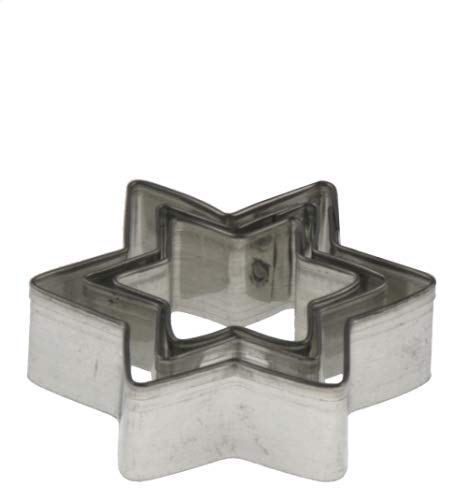 Lares - Moldes para galletas de terraza de hojalata – Juego de 3 piezas – Diseño: estrella (6 puntas) – Diámetro aprox. 3,5 – 5 cm, altura: aprox. 1,7 cm – Fabricado en Alemania