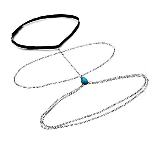 Las cadenas de la pierna del muslo del bikiní del estiramiento de la plata antigua atractiva de las cadenas de las cadenas encajonan la joyería multicolora del cuerpo de la liga del arnés (Plata) Las cadenas de la pierna del muslo del bikiní del estiramiento de la plata antigua atractiva de las cadenas de las cadenas encajonan la joyería multicolora del cuerpo de la liga del arnés (Plata)