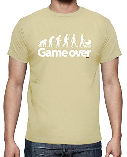 latostadora Camiseta Game Over - Camiseta Hombre clásica, Crema Talla M