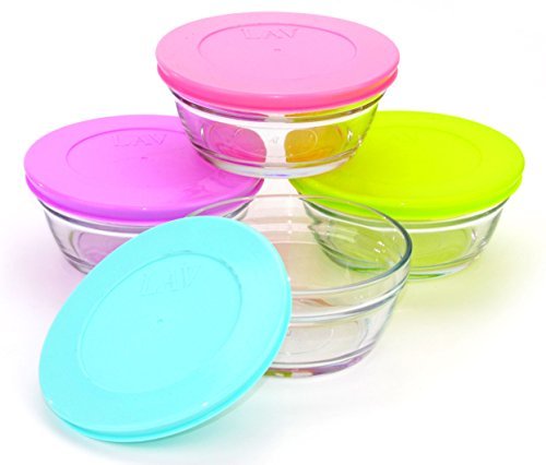 LAV 4 Piezas Master Recipiente de vidrio con tapa desayuno aperitivos con cáscara Taza de postre, Dulcera 250 ml LAV 4 Piezas Master Recipiente de vidrio con tapa desayuno aperitivos con cáscara Taza de postre, Dulcera 250 ml