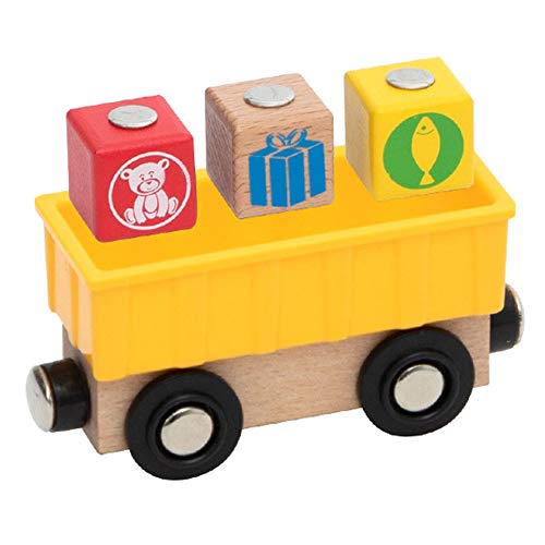 LAVALINK 3Pcs Regalos Juguete magnético de Carga Transportador de Juguete de Madera Set de vagones de Tren de Bloques de Madera del Coche de Carril Juguetes de los niños aplicable en Brio Pista