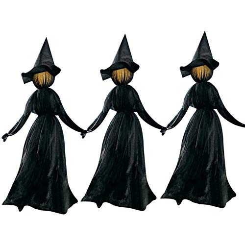 lefeindgdi - Juego de decoración de bruja para Halloween, 3 piezas, diseño de bruja iluminado de Halloween, control de voz de sonido resplandor y sonido embrujada casa fiesta