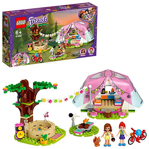 LEGO Friends - Glamping en la Naturaleza, Set de Construcción de Aventuras con Tienda de Campaña de Juguete y Bicicleta Roja, Incluye Muñecas de Olivia y Mia (41392)