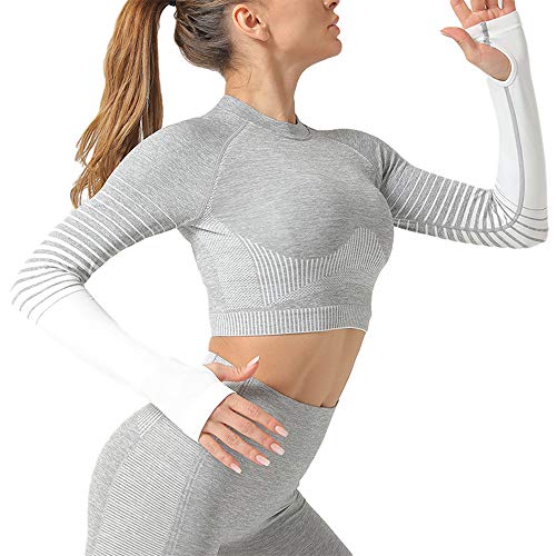 Leoyee Sudadera Fitness sin Costuras Top de Yoga Camisa de Entrenamiento para Correr para Mujer Top de Manga Larga Leoyee Sudadera Fitness sin Costuras Top de Yoga Camisa de Entrenamiento para Correr para Mujer Top de Manga Larga