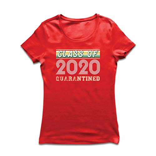 lepni.me Camiseta Mujer Regalo de la Clase de 2020 para los Estudiantes de último año de Secundaria en cuarentena (Large Rojo Multicolor)