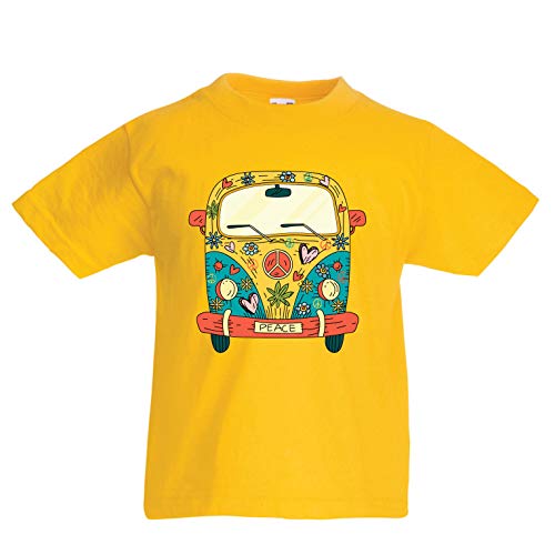 lepni.me Camiseta para Niño/Niña Años 60 70 Hippie Van, Flores, Amor, símbolo de Paz Libertad (5-6 Years Amarillo Multicolor) lepni.me Camiseta para Niño/Niña Años 60 70 Hippie Van, Flores, Amor, símbolo de Paz Libertad (5-6 Years Amarillo Multicolor)