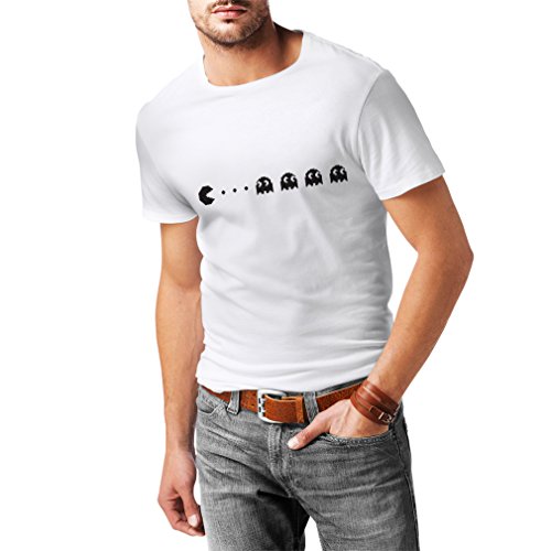 lepni.me Camisetas Hombre Regalo para Jugador Retro, Amante de los Videojuegos clásicos (Large Blanco Negro)