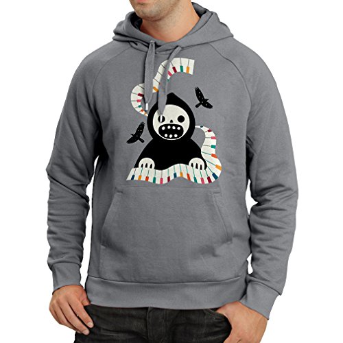 lepni.me Sudadera con Capucha Halloween Horror Nights - The Death is Playing on Piano - Cool Scarry Design (Medium Grafito Multicolor)