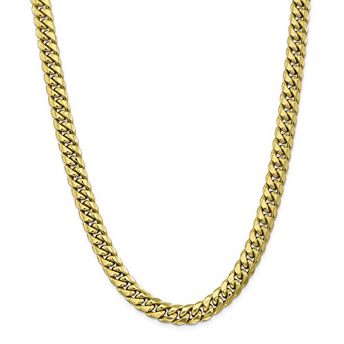 Leslie 's - Collar de cadena cubana de 9,3 mm, oro amarillo de 10 quilates, para hombres y mujeres Leslie 's - Collar de cadena cubana de 9,3 mm, oro amarillo de 10 quilates, para hombres y mujeres