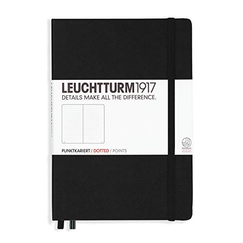 LEUCHTTURM1917 329398 Libreta de notas Medium (A5) tapas duras, 251 páginas numeradas, negro, puntos LEUCHTTURM1917 329398 Libreta de notas Medium (A5) tapas duras, 251 páginas numeradas, negro, puntos