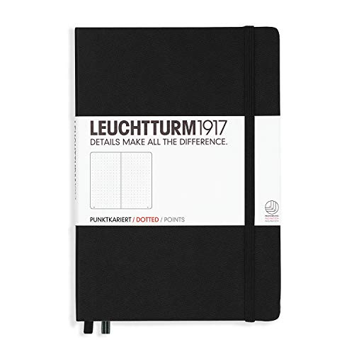 LEUCHTTURM1917 329398 Libreta de notas Medium (A5) tapas duras, 251 páginas numeradas, negro, puntos