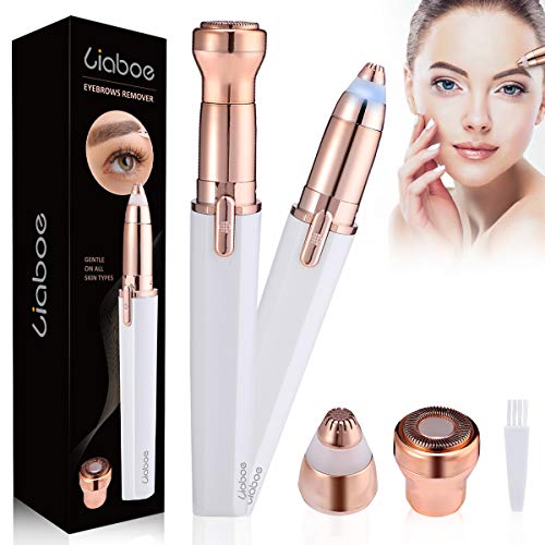 liaboe Depiladora Cejas Mujer, depiladora facial mujer electrica,2 en 1 con Depiladora Facial, Depiladora de Cejas, Eléctrica Depiladora Cejas, Eyebrow Trimmer Luz LED Incorporada