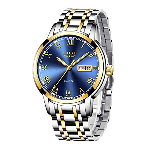 LIGE Hombre Reloj Impermeable Acero Inoxidable Cuarzo Analógico Relojes Moda Casual Deportivos Automático Calendario Reloj para Hombre LIGE Hombre Reloj Impermeable Acero Inoxidable Cuarzo Analógico Relojes Moda Casual Deportivos Automático Calendario Reloj para Hombre
