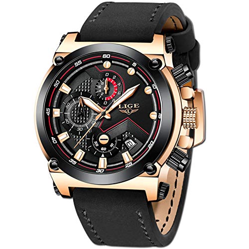 LIGE Hombre Relojes Moda Lujo Oro Reloj Hombres Negocios Clásico Negro Cuero Automática Fecha Relojes LIGE Hombre Relojes Moda Lujo Oro Reloj Hombres Negocios Clásico Negro Cuero Automática Fecha Relojes