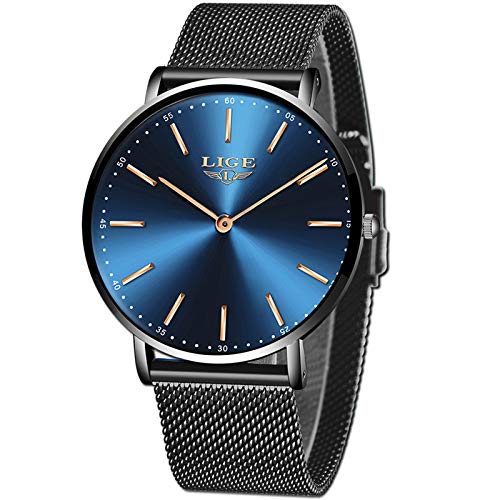 LIGE Relojes Hombre Azul Ultrafino Impermeable Acero Inoxidable Reloj Hombre Moda Simple Negocios Analógico Cuarzo Relojes LIGE Relojes Hombre Azul Ultrafino Impermeable Acero Inoxidable Reloj Hombre Moda Simple Negocios Analógico Cuarzo Relojes