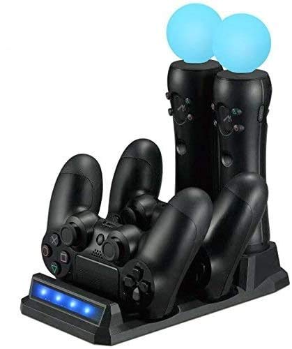 LILY PS VR / PS Move Controller Estación de carga / base de carga para PS4 / PS VR / PS Move Motion Controller (base de carga dual para DualShock 4 Gamepad + puerto de carga dual para PS Move), negro