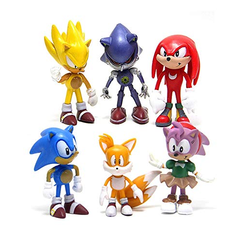 LINJIA Figura de Sonic 6 unids/Lote Figuras sónicas de Juguete 7 cm PVC Sonic Shadow Tails Personajes Figuras Juguetes para niños Animales Juguetes Conjunto Regalo para Amigos