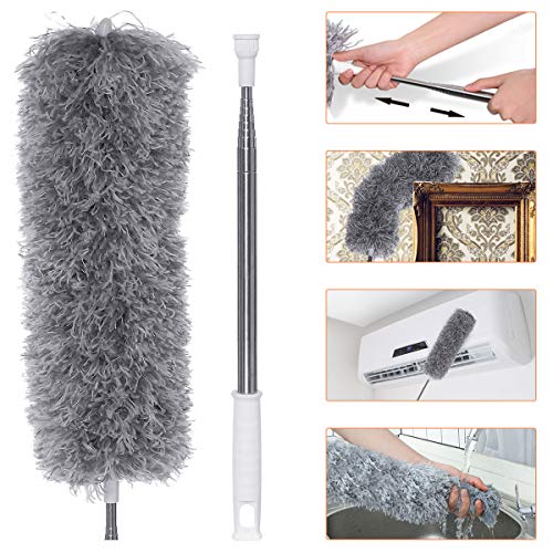 LIUMY Plumero atrapapolvo Extensible,Ajustable Lavable Plumero de Microfibra con Poste telescópico Largo de 100 Pulgadas, para Limpiar telarañas LIUMY Plumero atrapapolvo Extensible,Ajustable Lavable Plumero de Microfibra con Poste telescópico Largo de 100 Pulgadas, para Limpiar telarañas