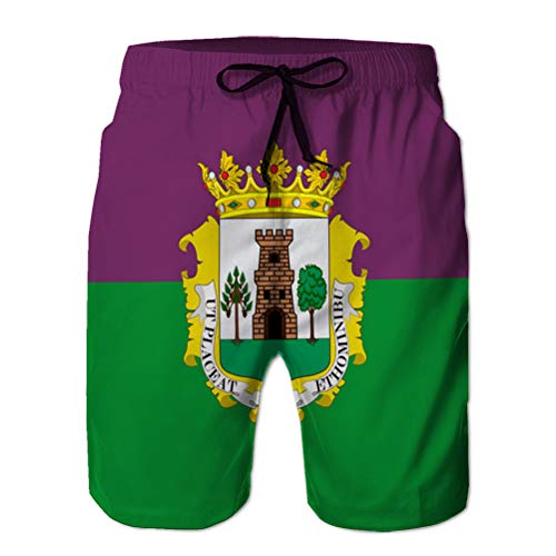 LJKHas232 Hombre Core Slim Fit Bañador Ajustable Shorts de Playa Bandera de plasencia en Extremadura de españa XXL