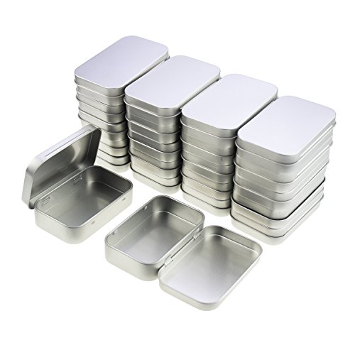 LJY Juego de mini cajas rectangulares de metal vacías con bisagras, 95 x 62 x 20 mm