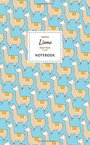 Llama Notebook - Ruled Pages - 5x8 - Premium Cuaderno (Blue)