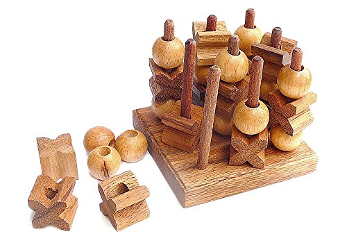 LOGICA GIOCHI Art. Tic-TAC-Toe 3D - Juego De Mesa De Madera Preciosa - Juego Estratégico 3D