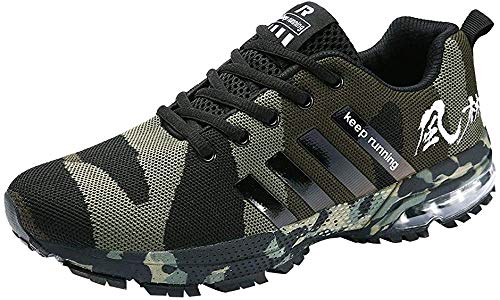 Logobeing Zapatillas Deporte Hombres Running Zapatos Hombre Deportivos Casuales Zapatillas Running Hombre Auriculares Correr en Asfalto Calzado Deportivo Hombre(43,Ejercito Verde)