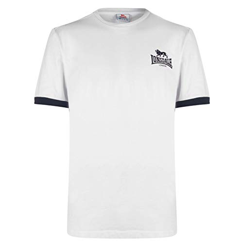 Lonsdale - Camiseta de manga corta con logotipo pequeño para hombre Blanco blanco S