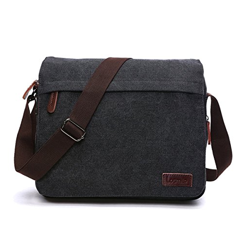 LOSMILE Bolsos Bandolera de Hombres, Bolso de Hombro de Lona, Bolsas Mensajero para portátiles, Bolsas Escolares, Trabajo y Escuela. (L-Negro) LOSMILE Bolsos Bandolera de Hombres, Bolso de Hombro de Lona, Bolsas Mensajero para portátiles, Bolsas Escolares, Trabajo y Escuela. (L-Negro)