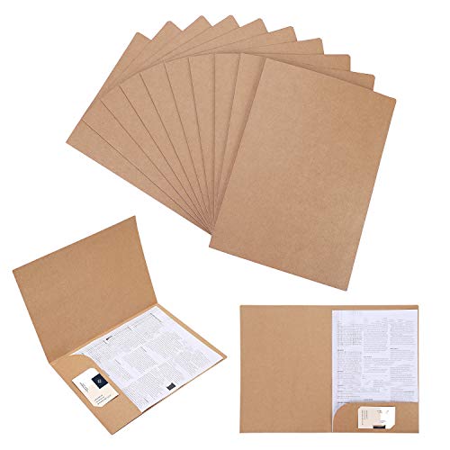 Lote de 10 carpetas A4 de papel kraft con solapa para llevar documentos, presentaciones, contratos o informes, color marrón taille