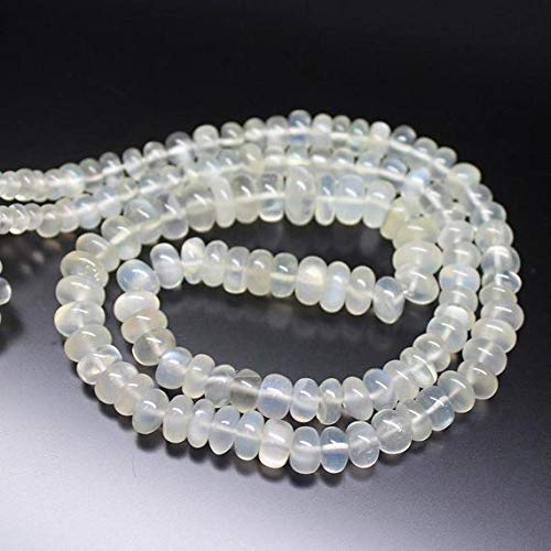 LOVEKUSH LKBEADS - Cuentas sueltas de piedra lunar blanca natural y lisa, 45,7 cm de largo, 4 mm, 9 mm, código HIGH-810