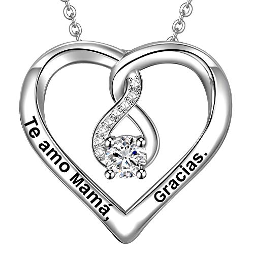 LOVORDS Collar Mujer Grabado Plata de Ley 925 Colgante Corazón Infinito Regalo Madre Mamá LOVORDS Collar Mujer Grabado Plata de Ley 925 Colgante Corazón Infinito Regalo Madre Mamá