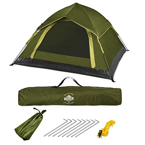 Lumaland Tienda de campaña Outdoor Light Pop Up Ligera para 3 Personas Camping Acampada Festival 210 x 190 x 110 cm Verde