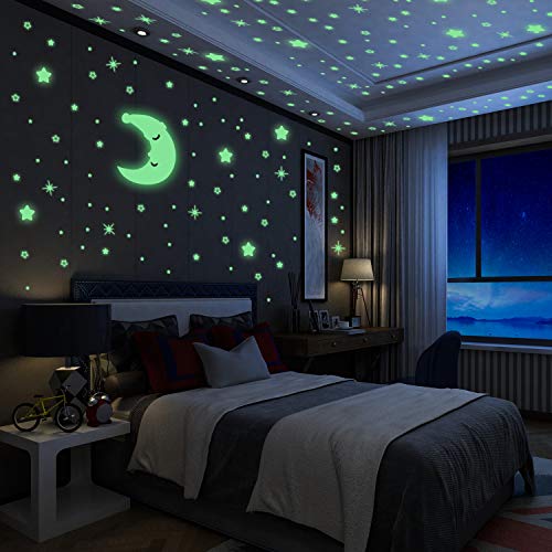 Luminoso Pegatinas de Pared Yosemy Luna y Estrellas, Fluorescente Decoración de Pared para Dormitorio de Niños, DIY Decoración de la Habitación Para Chico Niña Bebé, Casa Interior Mural, 200 Pzas Luminoso Pegatinas de Pared Yosemy Luna y Estrellas, Fluorescente Decoración de Pared para Dormitorio de Niños, DIY Decoración de la Habitación Para Chico Niña Bebé, Casa Interior Mural, 200 Pzas