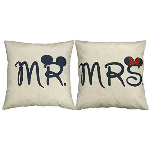 Luxbon 2 Fundas de Cojín Almohada Lino Duradero Mr & Mrs Regalos de San Valentín Decoración para Sofá Cama Coche Pareja 18x18 45x45 cm Luxbon 2 Fundas de Cojín Almohada Lino Duradero Mr & Mrs Regalos de San Valentín Decoración para Sofá Cama Coche Pareja 18x18 45x45 cm