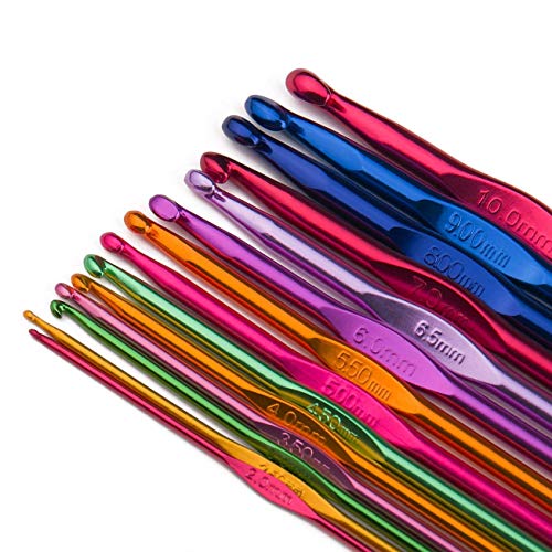 Luxbon Conjunto de 14 Tamaños Ganchos de Ganchillo de Aluminio Multicolor Establece Agujas de Tejer 2 mm-10 mm en Una Bolsa de Plástico/Caja Luxbon Conjunto de 14 Tamaños Ganchos de Ganchillo de Aluminio Multicolor Establece Agujas de Tejer 2 mm-10 mm en Una Bolsa de Plástico/Caja