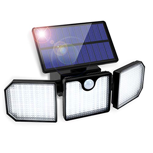 Luz Solar Exterior GolWof 230LED 3 Cabezas Lampara Solar Exterior con Sensor de Movimiento 270º lluminación Foco Solar Exterior Potente IP65 Impermeable para Frente Jardin Garaje Camino Patio