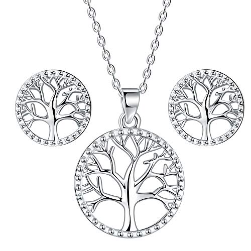 Lydreewam árbol de la Vida Juegos de Joyas Collar Pendientes Conjuntos para Mujer Plata de Ley 925 con Caja de Regalo, Collar Ajustable 40+5cm Lydreewam árbol de la Vida Juegos de Joyas Collar Pendientes Conjuntos para Mujer Plata de Ley 925 con Caja de Regalo, Collar Ajustable 40+5cm