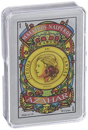 Maestros Naiperos- baraja, española, 50, Cartas, Estuche de plástico, Calidad Popular, Color Azul y Rojo (130003069)