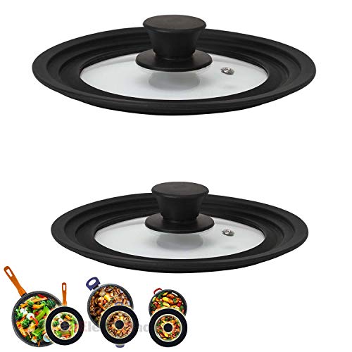 Magefesa Juego 2 Tapas antisalpicaduras Cocina para sartenes, ollas, cacerolas multidiámetro Universal con Borde de Silicona y Cristal válvula de Vapor 18-20-22 y 24-26-28. Tapa sartén Adaptable Magefesa Juego 2 Tapas antisalpicaduras Cocina para sartenes, ollas, cacerolas multidiámetro Universal con Borde de Silicona y Cristal válvula de Vapor 18-20-22 y 24-26-28. Tapa sartén Adaptable