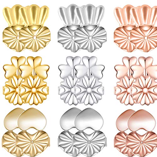 Magic Earring Backs Lifters, 9 Pares de elevadores de Pendiente hipoalergénicos Ajustables para Todos los Pendientes de Poste Magic Earring Backs Lifters, 9 Pares de elevadores de Pendiente hipoalergénicos Ajustables para Todos los Pendientes de Poste