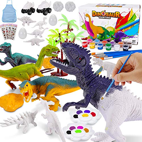 Magicfun Kit Pintura para Niños, Figuras Dinosaurios para Pintar, 36 Piezas Juguetes de Dinosaurios Creativo No Tóxicos Avec T-Rex Triceratops, Regalos para Niños Niñas 3 a 12 Años