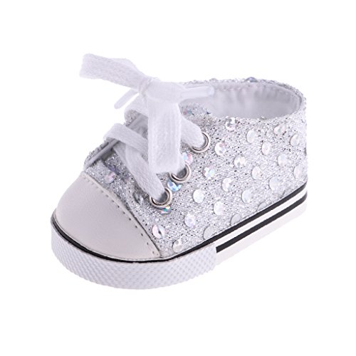 MagiDeal 1 Par Zapatos Zapatillas de Deporte para 18inch Muñecas Americanas Muchacha - Blanco MagiDeal 1 Par Zapatos Zapatillas de Deporte para 18inch Muñecas Americanas Muchacha - Blanco