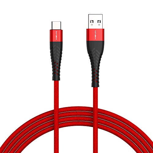 MAGIX Cable USB C 3A, Carga rápida QC 3.0, Alta Durabilidad, Transferencia de Datos 480 Mbit/s USB-A 2.0 a USB-C, para Dispositivos USB Tipo C (1pcs Pack)(Rojo)(120 cm)