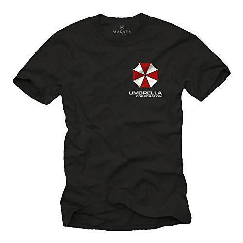 MAKAYA Camiseta Hombre Estampado - Umbrella Corporation Logo - T-Shirt Resident Evil Manga Corta Talla Grande M
